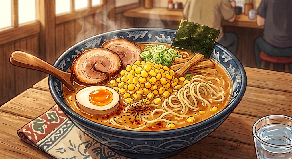 ラーメンのトッピングのコーンの挿絵