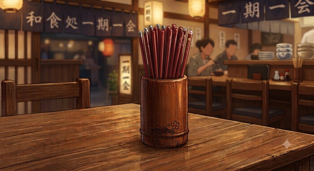 飲食店によくある箸が収納されている筒の挿絵