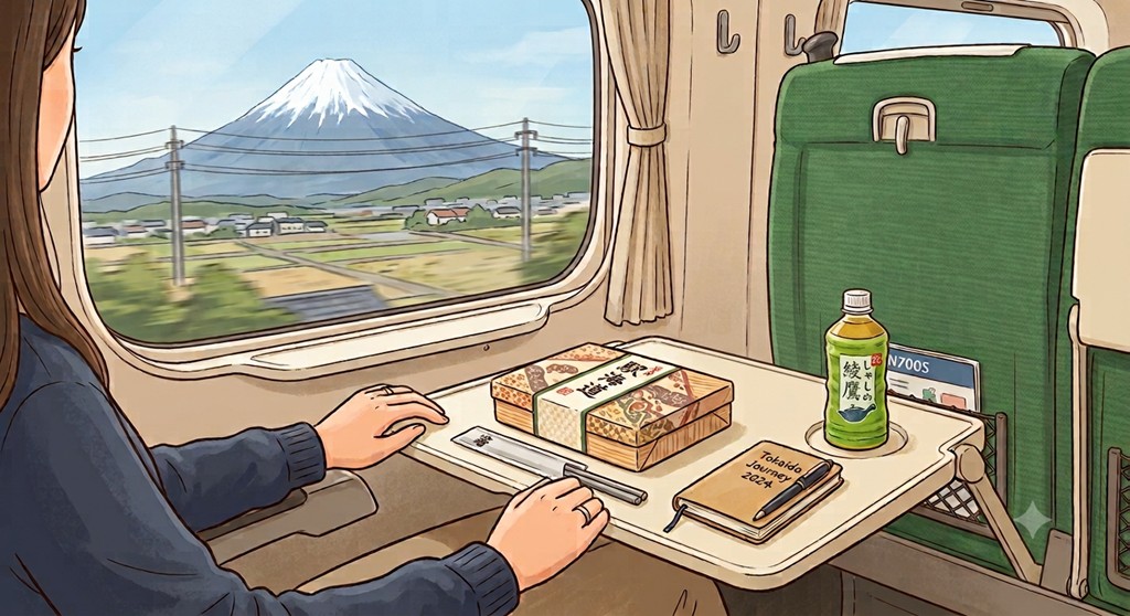 新幹線のドリンクホルダーの挿絵