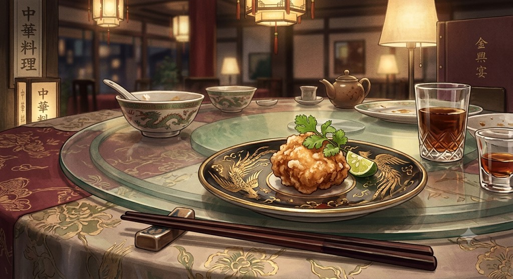 上司や取引先との会食の時の大皿の挿絵